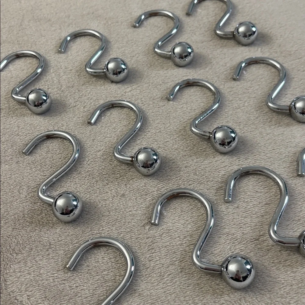 Silver Metal Shower Curtain Hooks